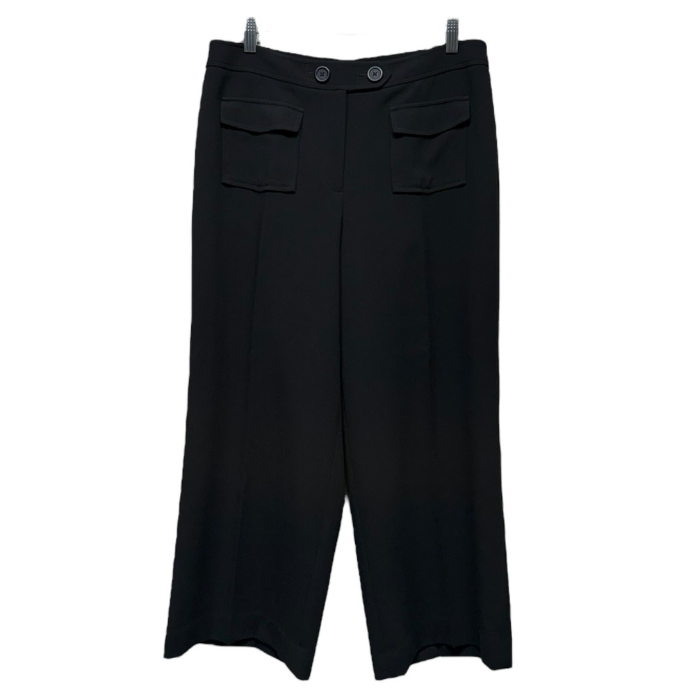 Karl Lagerfeld‎ Paris Womens High Waist Wide Leg Dress Pants Sz 12 Cropped Black
